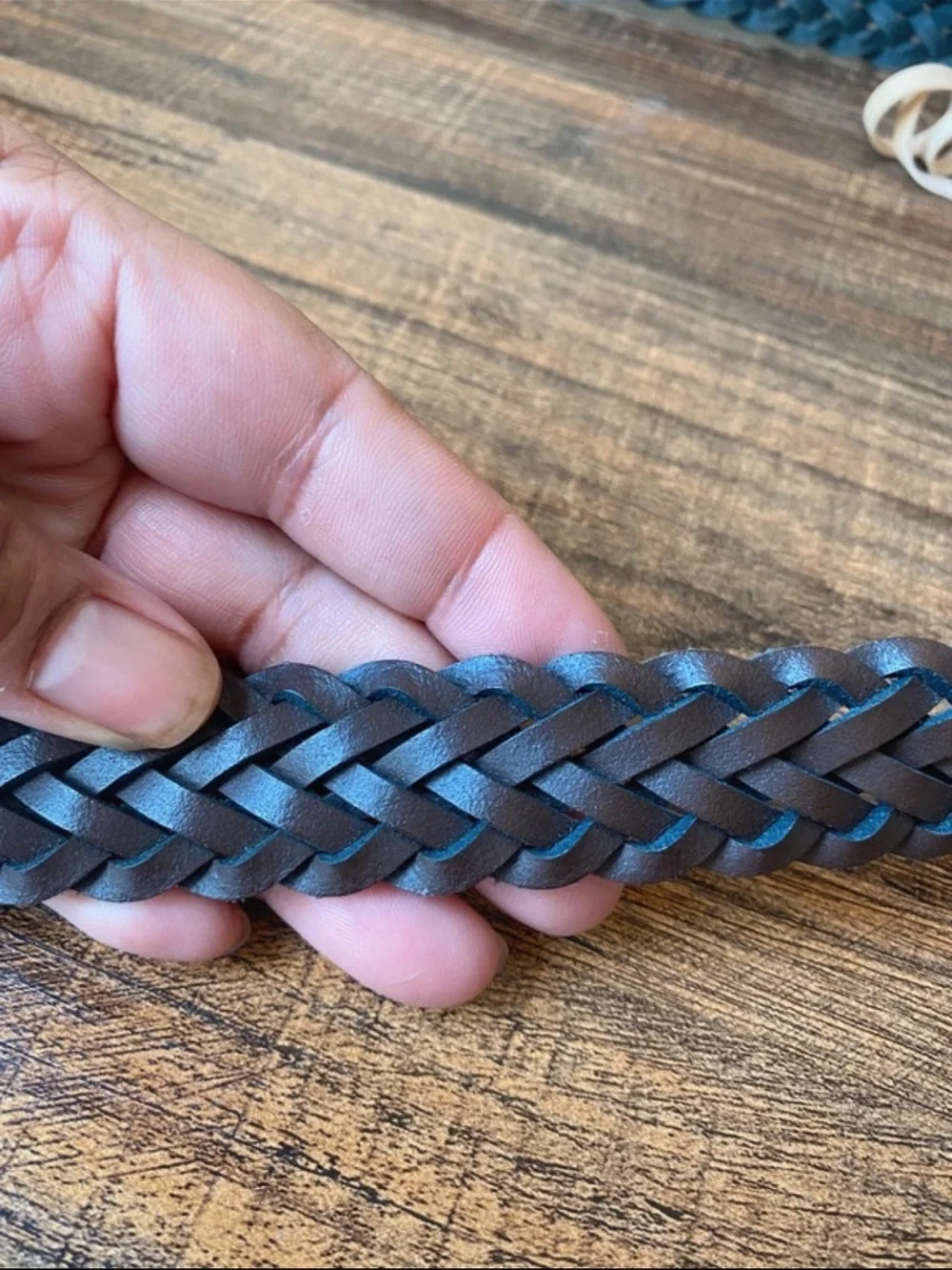 Vintage Leather Woven Belt, 32”